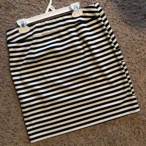White and black striped skirt